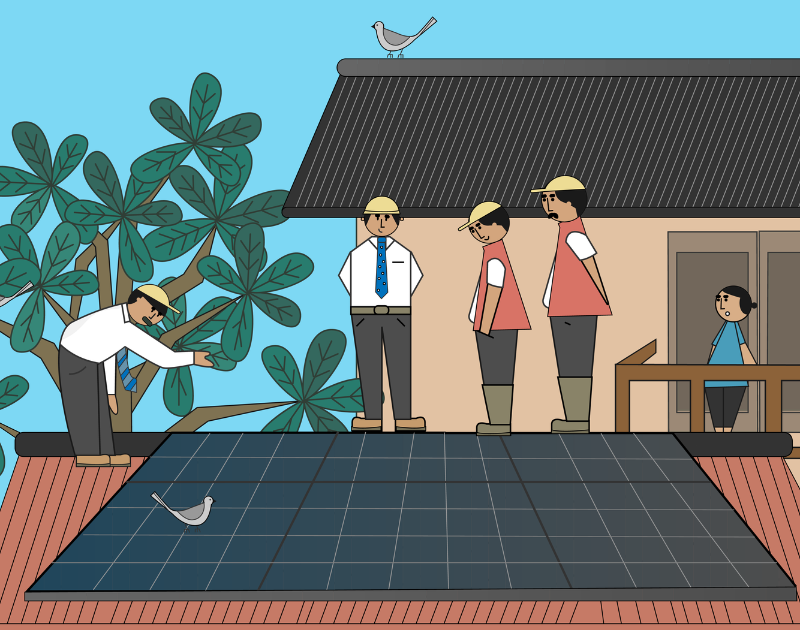 a graphic of solar installation on a rooftop