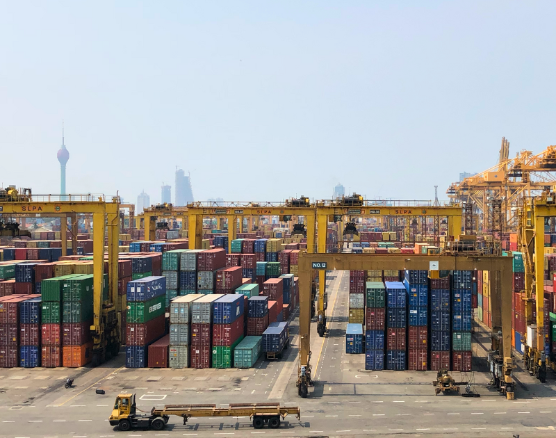 shipping container terminal at a port